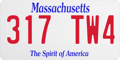 MA license plate 317TW4