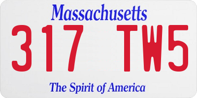 MA license plate 317TW5