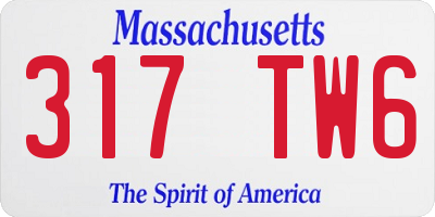 MA license plate 317TW6