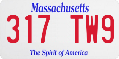 MA license plate 317TW9