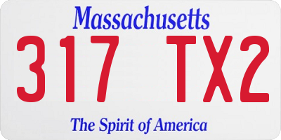 MA license plate 317TX2