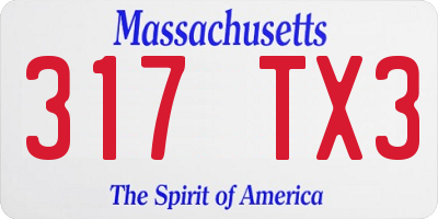 MA license plate 317TX3