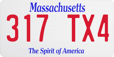 MA license plate 317TX4