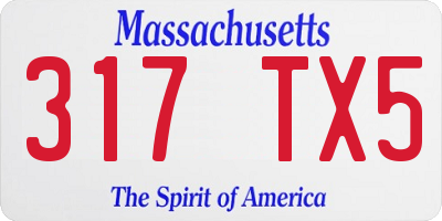 MA license plate 317TX5