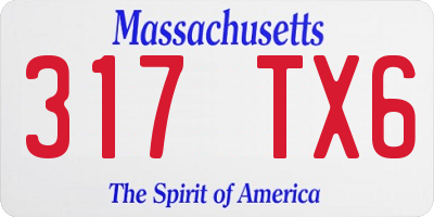 MA license plate 317TX6