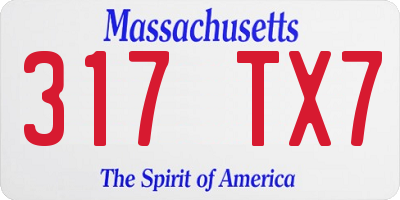 MA license plate 317TX7