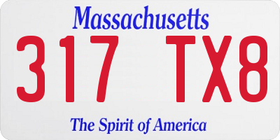 MA license plate 317TX8