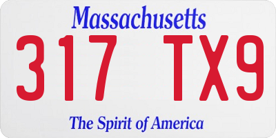 MA license plate 317TX9