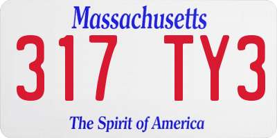 MA license plate 317TY3