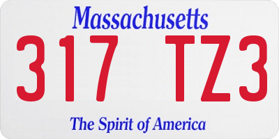 MA license plate 317TZ3