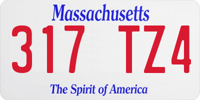 MA license plate 317TZ4