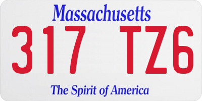 MA license plate 317TZ6