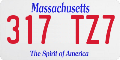 MA license plate 317TZ7