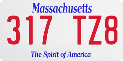 MA license plate 317TZ8