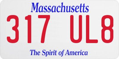 MA license plate 317UL8