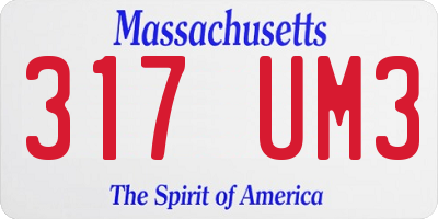 MA license plate 317UM3
