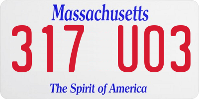MA license plate 317UO3