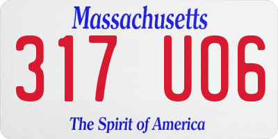 MA license plate 317UO6