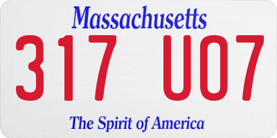 MA license plate 317UO7