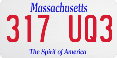 MA license plate 317UQ3