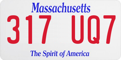 MA license plate 317UQ7