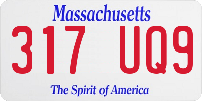 MA license plate 317UQ9