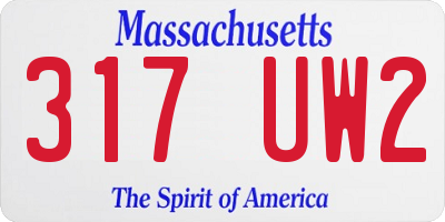 MA license plate 317UW2