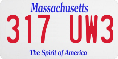 MA license plate 317UW3