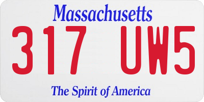 MA license plate 317UW5