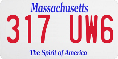 MA license plate 317UW6