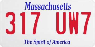 MA license plate 317UW7