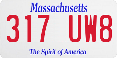 MA license plate 317UW8