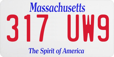 MA license plate 317UW9
