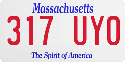 MA license plate 317UY0