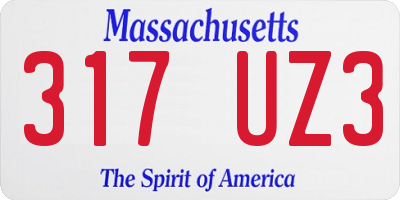 MA license plate 317UZ3