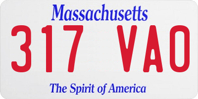 MA license plate 317VA0