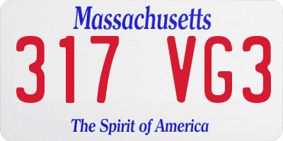 MA license plate 317VG3