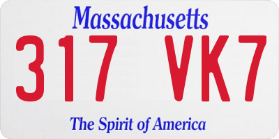 MA license plate 317VK7