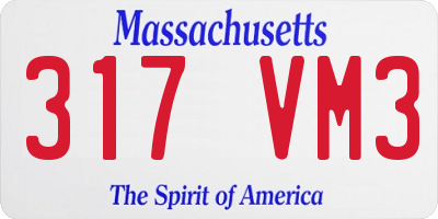 MA license plate 317VM3