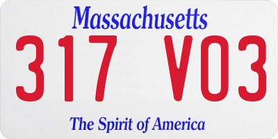 MA license plate 317VO3