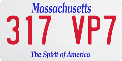 MA license plate 317VP7
