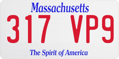 MA license plate 317VP9
