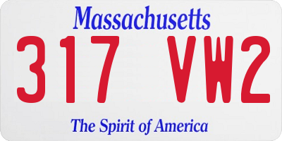 MA license plate 317VW2