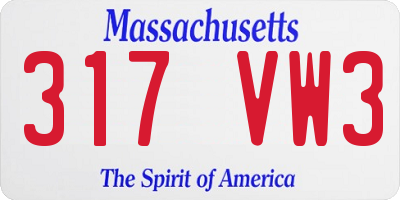 MA license plate 317VW3