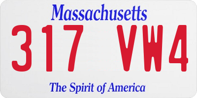 MA license plate 317VW4