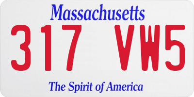 MA license plate 317VW5