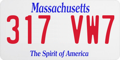 MA license plate 317VW7