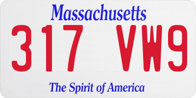 MA license plate 317VW9