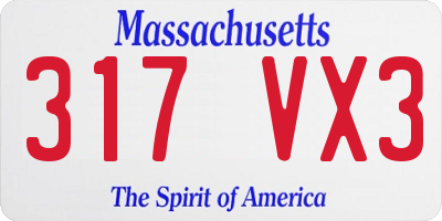 MA license plate 317VX3