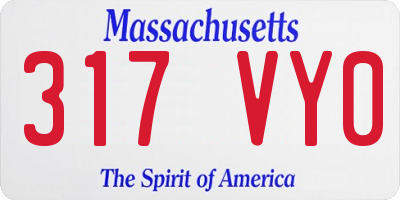 MA license plate 317VY0